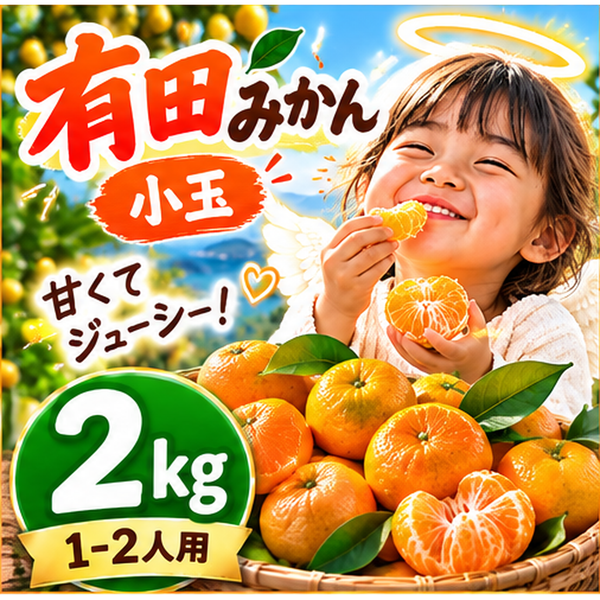 小玉【和歌山県産】有田みかん 「天使のみかん」 B級・家庭用｜甘いみかん 産地直送 2kg 極早生